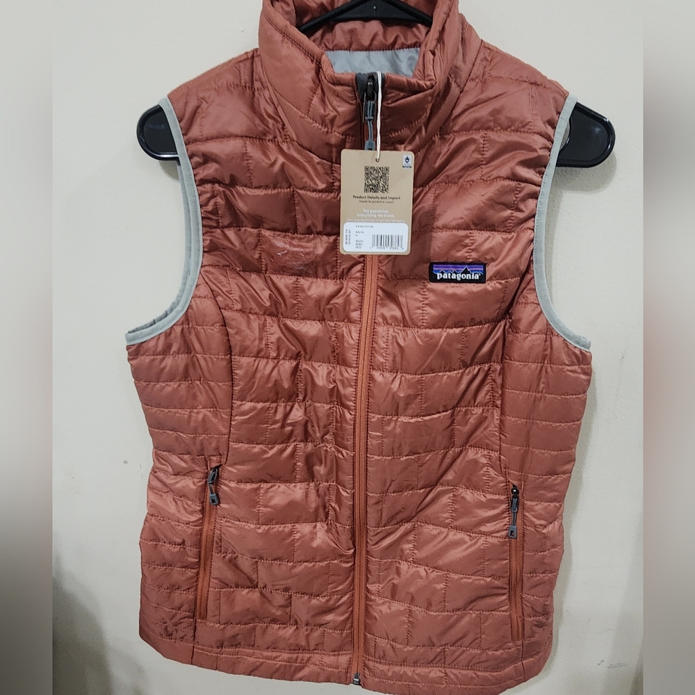 Patagonia Orange Quilted Vest Lightweight Insulated